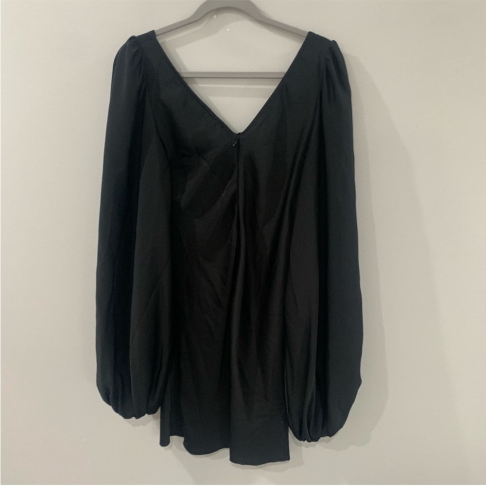 Jagger & Stone Dress Liv Mini Bustier Peasant Sleeve in Satin Black - Picture 6 of 9